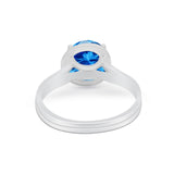 Solitaire Simulated Cubic Zirconia Wedding Ring Double Band 925 Sterling Silver