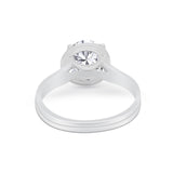 Solitaire Simulated Cubic Zirconia Wedding Ring Double Band 925 Sterling Silver