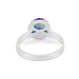 Solitaire Simulated Cubic Zirconia Wedding Ring Double Band 925 Sterling Silver