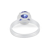 Solitaire Simulated Cubic Zirconia Wedding Ring Double Band 925 Sterling Silver