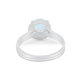 Solitaire Simulated Cubic Zirconia Wedding Ring Double Band 925 Sterling Silver
