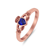 Irish Claddagh Heart Promise Ring Simulated Cubic Zirconia 925 Sterling Silver