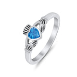 Irish Claddagh Heart Promise Ring Simulated Cubic Zirconia 925 Sterling Silver