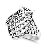 Filigree Owl Ring Band 925 Sterling Silver Lucky Owl