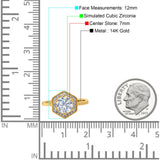 14K Gold Art Deco Hexagon Shape Cubic Zirconia Engagement Ring