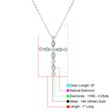 Diamond Cross Pendant Necklace 14K Gold 0.26ct