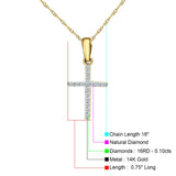 14K Gold 0.10ct Cross Diamond Pendant Chain Necklace 18 Inch Long