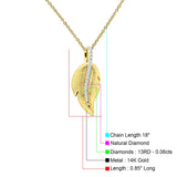 Leaf Necklace Diamond Pendant 14K Gold 0.06ct