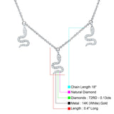 Dangling Diamond Snake Necklace 14K Gold 0.13ct