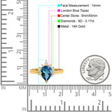 14K Gold 1.5ct Teardrop Art Deco Pear 9mmx6mm G SI Diamond Engagement Wedding Ring