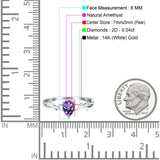 14K Gold 0.75ct Pear Art Deco G SI Diamond Engagement Ring Size 6.5