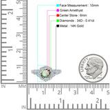 14K Gold 1.25ct Floral Art Deco Round 6mm G SI Diamond Engagement Wedding Ring