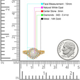 14K Gold 1.25ct Floral Art Deco Round 6mm G SI Diamond Engagement Wedding Ring