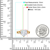 14K Gold Art Deco Heart Promise Twisted Shank Cubic Zirconia Wedding Ring