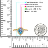 14K Gold 1.42ct Teardrop Pear Halo 8mmx6mm G SI Diamond Engagement Wedding Ring