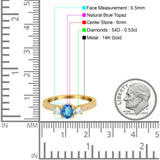 14K Gold 1.37ct Round Three Stone Vintage 6mm G SI Diamond Engagement Wedding Ring