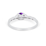 Petite Dainty Art Deco Wedding Engagement Ring Round CZ 925 Sterling Silver