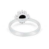 Halo Floral Art Deco Wedding Engagement Ring Round CZ 925 Sterling Silver
