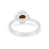 Halo Floral Art Deco Wedding Engagement Ring Round CZ 925 Sterling Silver