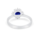 Halo Floral Art Deco Wedding Engagement Ring Round CZ 925 Sterling Silver