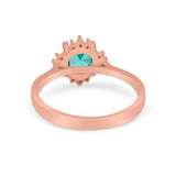 Halo Floral Art Deco Wedding Engagement Ring Round CZ 925 Sterling Silver
