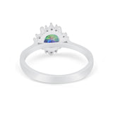 Halo Floral Art Deco Wedding Engagement Ring Round CZ 925 Sterling Silver