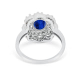 Art Deco Wedding Ring Halo Round Simulated Cubic Zirconia 925 Sterling Silver