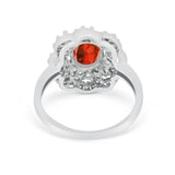Art Deco Wedding Ring Halo Round Simulated Cubic Zirconia 925 Sterling Silver