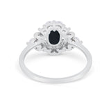 Oval Wedding Ring Vintage Round Simulated Cubic Zirconia 925 Sterling Silver