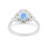 Oval Wedding Ring Vintage Round Simulated Cubic Zirconia 925 Sterling Silver