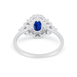 Oval Wedding Ring Vintage Round Simulated Cubic Zirconia 925 Sterling Silver