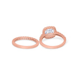 Two Piece Wedding Ring Band Round Simulated Cubic Zirconia 925 Sterling Silver
