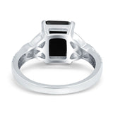 Emerald Cut Celtic Engagement Ring Simulated Cubic Zirconia 925 Sterling Silver