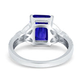 Emerald Cut Celtic Engagement Ring Simulated Cubic Zirconia 925 Sterling Silver
