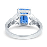 Emerald Cut Celtic Engagement Ring Simulated Cubic Zirconia 925 Sterling Silver