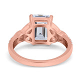 Emerald Cut Celtic Engagement Ring Simulated Cubic Zirconia 925 Sterling Silver