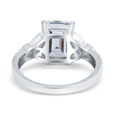 Emerald Cut Celtic Engagement Ring Simulated Cubic Zirconia 925 Sterling Silver