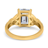 Emerald Cut Celtic Engagement Ring Simulated Cubic Zirconia 925 Sterling Silver