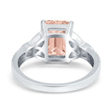 Emerald Cut Celtic Engagement Ring Simulated Cubic Zirconia 925 Sterling Silver