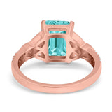 Emerald Cut Celtic Engagement Ring Simulated Cubic Zirconia 925 Sterling Silver