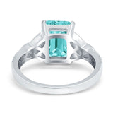 Emerald Cut Celtic Engagement Ring Simulated Cubic Zirconia 925 Sterling Silver