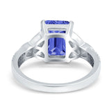 Emerald Cut Celtic Engagement Ring Simulated Cubic Zirconia 925 Sterling Silver
