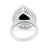 Teardrop Cocktail Ring Pear Round Cubic Zirconia 925 Sterling Silver
