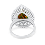 Teardrop Cocktail Ring Pear Round Cubic Zirconia 925 Sterling Silver