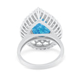 Teardrop Cocktail Ring Pear Round Cubic Zirconia 925 Sterling Silver