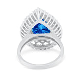 Teardrop Cocktail Ring Pear Round Cubic Zirconia 925 Sterling Silver