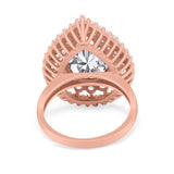 Teardrop Cocktail Ring Pear Round Cubic Zirconia 925 Sterling Silver