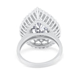 Teardrop Cocktail Ring Pear Round Cubic Zirconia 925 Sterling Silver