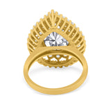 Teardrop Cocktail Ring Pear Round Cubic Zirconia 925 Sterling Silver