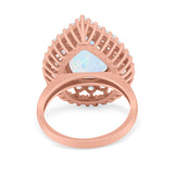 Teardrop Cocktail Ring Pear Round Cubic Zirconia 925 Sterling Silver